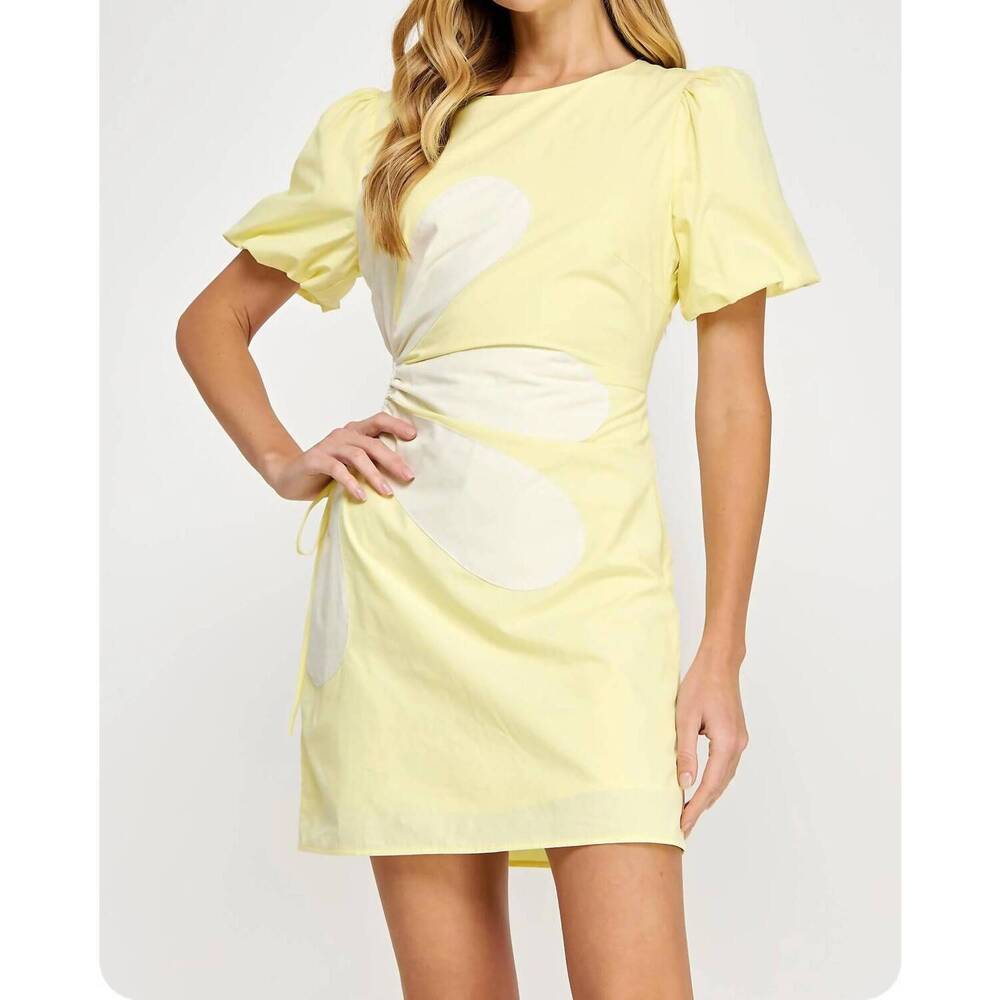 NEW STRUT & BOLT sunbeam daisy cut-out mini dress in yellow